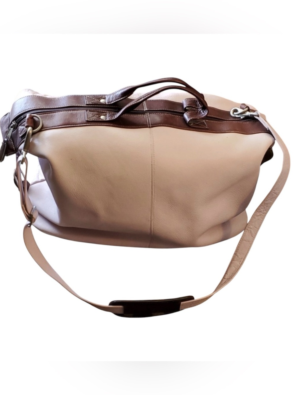 J. Jill  All Leather Pink & Brown 🚗Weekender Bag